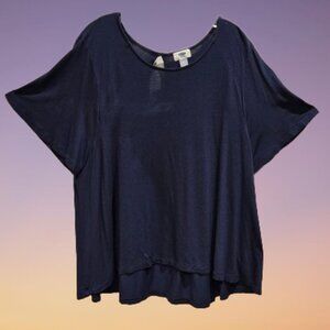 Old Navy Sapphire Blue Knit Short Sleeve Tunic with Keyhole Cutout on Back - XXL